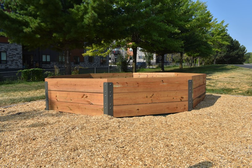 Playground gaga pit with wood walls